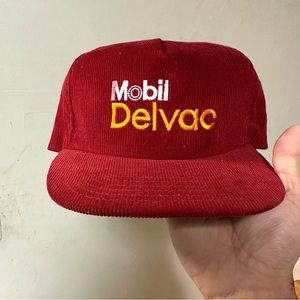 VTG 90s Made in USA Corduroy Mobil Delvac Snapback OSFM